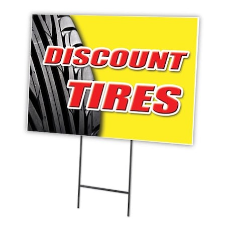 Signmission Discount Tires Yard Sign & Stake outdoor plastic coroplast window, C-1824-DS-Discount Tires C-1824-DS-Discount Tires